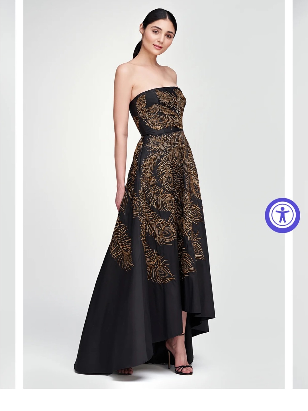 Theia Erica Feather Embroidered Gown